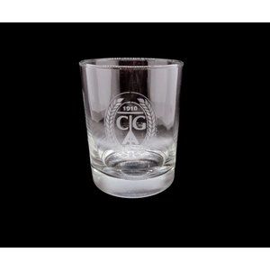 Antique 1910 CGA Golf Rocks Old Fashioned Glass Clear Frosted Embossed Barware